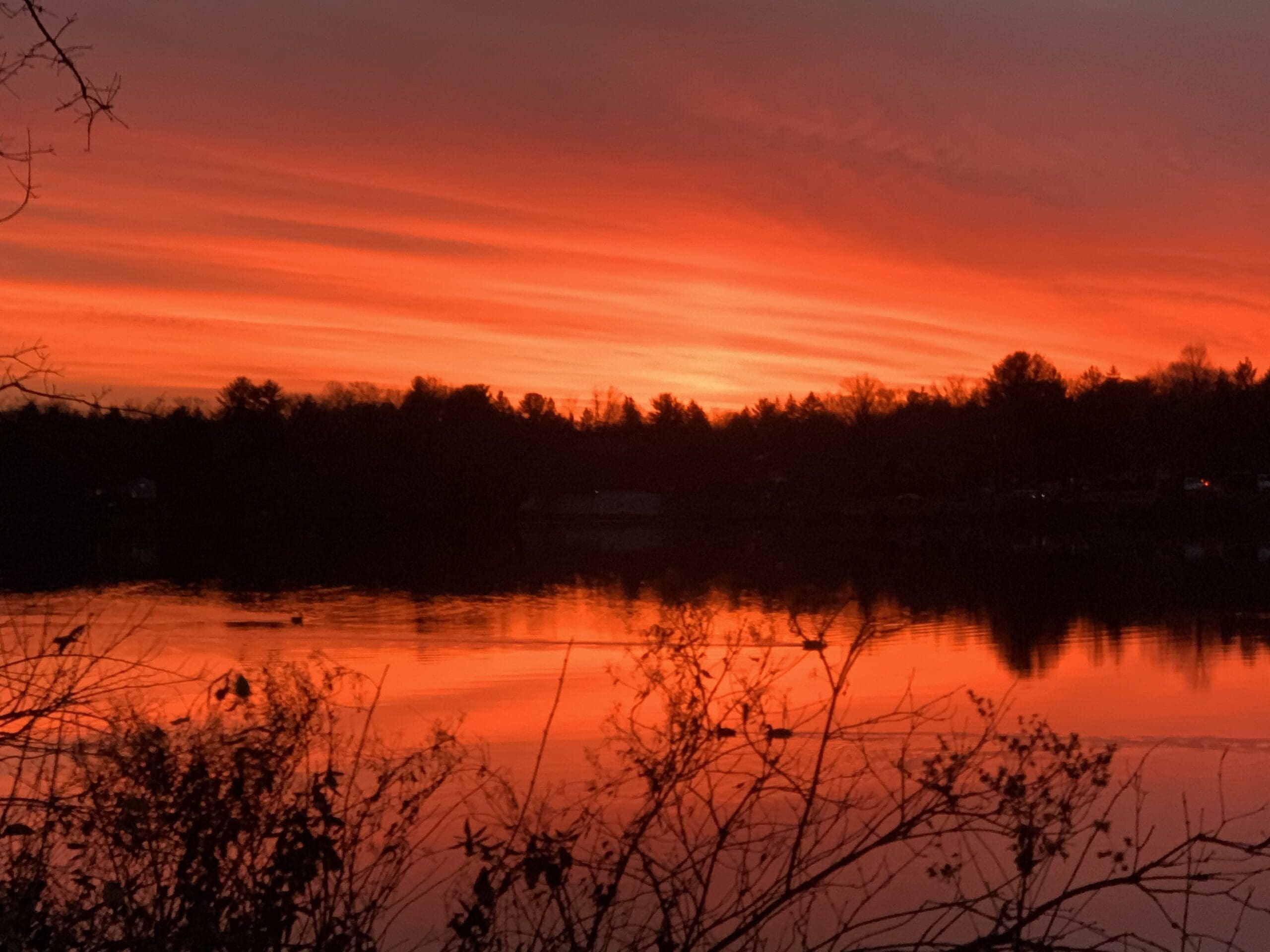 Sunset over Carnegie Lake in Princeton